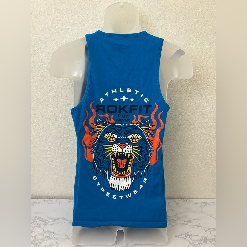 Women’s Size XS Gym Workout Tank Top RokFit Athletic Streetwear Blue Cotton - Picture 4 of 5